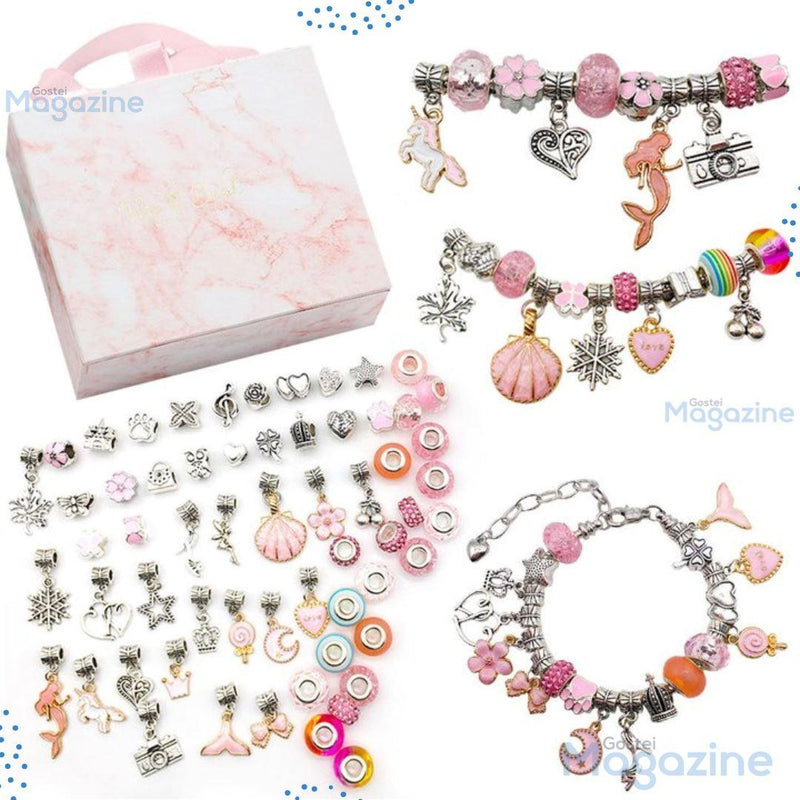 Kit Pulseiras e Berloques de Prata DIY - 64 Peças